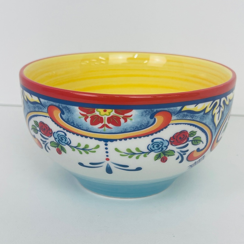 Euro Ceramica Cereal Bowl Zanzibar Multicolor Floral Ceramic Excellent